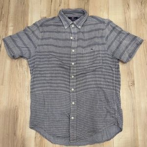 Vineyard Vines Tucker Short Sleeve Shirt, men's size medium slim, blue linen